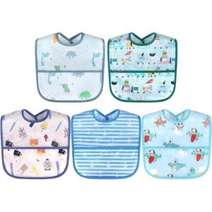 imageAccmor Waterproof Baby Bibs for Eating Mess Proof Toddler Feeding Bibs for Girls Boys 5pcsdinosaurs  Cars  Planes  Anchor  Animals