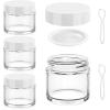 imageAccmor 4 Pcs Glass Cosmetic Jars with White Lids 1 OZ Travel Container Round Glass Jars with Inner Liners amp 2 Pcs Spatulas Makeup Sample Container Storage for DIY Making Lotions Cream OintmentsWhite