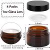 imageAccmor 4 Pcs Glass Cosmetic Jars with White Lids 1 OZ Travel Container Round Glass Jars with Inner Liners amp 2 Pcs Spatulas Makeup Sample Container Storage for DIY Making Lotions Cream OintmentsAmber