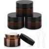 imageAccmor 4 Pcs Glass Cosmetic Jars with White Lids 1 OZ Travel Container Round Glass Jars with Inner Liners amp 2 Pcs Spatulas Makeup Sample Container Storage for DIY Making Lotions Cream OintmentsAmber