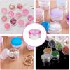 imageAccmor 50 Pieces 3g Empty Clear Plastic Sample Containers with Lids Cosmetic Jars with 5 Pieces Mini SpatulasPink