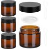 imageAccmor Glass Jars with Lids 4 Pack 2 OZ Amber Makeup Sample Container with Inner Liners amp Spatulas Leak Proof Round Travel Cosmetic Storage for DIY Making Lotions Creams Body Scrub Bath SaltsAmber