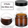 imageAccmor Glass Jars with Lids 4 Pack 2 OZ Amber Makeup Sample Container with Inner Liners amp Spatulas Leak Proof Round Travel Cosmetic Storage for DIY Making Lotions Creams Body Scrub Bath SaltsAmber