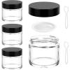imageAccmor Glass Jars with Lids 4 Pack 2 OZ Amber Makeup Sample Container with Inner Liners amp Spatulas Leak Proof Round Travel Cosmetic Storage for DIY Making Lotions Creams Body Scrub Bath SaltsBlack