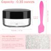 imageAccmor Sample Containers with Lids 30 Count 035Oz Sample Jars with 5 Pcs Spatulas Reusable Empty Round Cosmetic Jars Mini Makeup Travel Storage Containers for Glitter Lotion Cream DIY MakingBlack