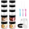 imageAccmor 10 Pcs Plastic Container Jars with Lids 0851135172 OZ 5 Size Leak Proof Cosmetic Jars with Inner Liners amp Mini Spatulas Reusable Round Widemouth Makeup Sample Container Travel StorageBlack