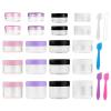 imageAccmor 20 Pcs Empty Clear Plastic Sample Containers with Lids 01101803505307 OZ Size Cosmetic Jars with 5 Pieces Mini Spatulas Makeup Sample Container Jars for Travel Storagerandom color