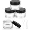 imageAccmor Glass Jars with Lids 4 Pack 2 OZ Amber Makeup Sample Container with Inner Liners amp Spatulas Leak Proof Round Travel Cosmetic Storage for DIY Making Lotions Creams Body Scrub Bath SaltsBlack