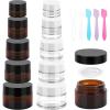 imageAccmor Small Amber Glass Jars with Lids 10 Pcs Leak Proof Cosmetic Containers with Inner Liners amp Spatulas Makeup Travel Jars 018035053071 OZ Size Reusable Round Makeup Sample ContainerAmber White