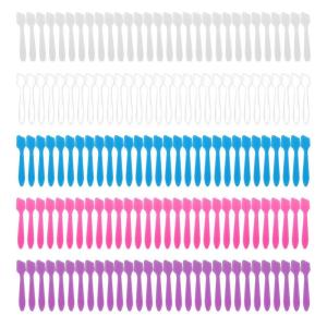 imageAccmor 100 Pack Makeup Spatulas Mini Spatulas Scoop for Cosmetic Reusable Frosted Cosmetic Spatula Small Plastic Face Lotion Applicator Tool for Mixing Facial Creams Face Mask Skin Care5 Colors  150 PCS