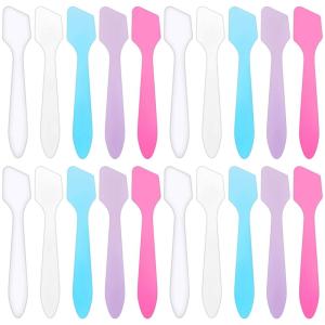 imageAccmor 100 Pack Makeup Spatulas Mini Spatulas Scoop for Cosmetic Reusable Frosted Cosmetic Spatula Small Plastic Face Lotion Applicator Tool for Mixing Facial Creams Face Mask Skin Care5 Colors  100 PCS