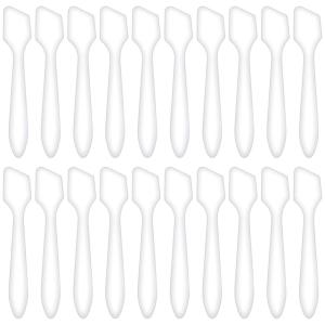 imageAccmor 100 Pack Makeup Spatulas Mini Spatulas Scoop for Cosmetic Reusable Frosted Cosmetic Spatula Small Plastic Face Lotion Applicator Tool for Mixing Facial Creams Face Mask Skin CareWhite  100 PCS