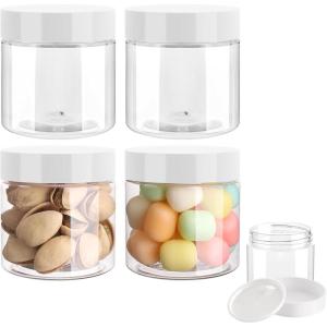 imageAccmor Plastic Container Jars with Lids 2 OZ Empty Round Cosmetic Containers Jars 4 Pcs Leak Proof Travel Storage Clear Sample Container for Lotions Cream Ointments Body Butter DIY MakingWhite