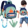 imageAccmor Toddler Leash Backpack Child Safety Backpack with Anti Lost Wrist Link Mini Kids Travel Essential Mini Rucksack Walking Harness Cute Concrete Truck Bag Childrens Leash Strap for Baby BoysDark BlueGreen  Excavator