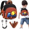 imageAccmor Toddler Leash Backpack Child Safety Backpack with Anti Lost Wrist Link Mini Kids Travel Essential Mini Rucksack Walking Harness Cute Concrete Truck Bag Childrens Leash Strap for Baby BoysBlackBrown Concrete mixer truck