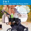 imageAccmor Stroller Cup Holder with Phone Holder Bike Cup Holder Universal Cup Holder for Uppababy Nuna Doona Strollers 2in1 Cup Phone Holder for Stroller Bike AccessoryDouble HolderAll Black
