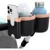 imageAccmor Stroller Cup Holder with Phone Holder Bike Cup Holder Universal Cup Holder for Uppababy Nuna Doona Strollers 2in1 Cup Phone Holder for Stroller Bike AccessoryDouble HolderPink
