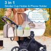 imageAccmor Stroller Cup Holder with Phone Holder Bike Cup Holder Universal Cup Holder for Uppababy Nuna Doona Strollers 2in1 Cup Phone Holder for Stroller Bike AccessoryDouble HolderAll Off White