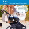 imageAccmor Stroller Cup Holder with Phone Holder Bike Cup Holder Universal Cup Holder for Uppababy Nuna Doona Strollers 2in1 Cup Phone Holder for Stroller Bike AccessoryDouble HolderBlue