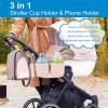 imageAccmor Stroller Cup Holder with Phone Holder Bike Cup Holder Universal Cup Holder for Uppababy Nuna Doona Strollers 2in1 Cup Phone Holder for Stroller Bike AccessoryDouble HolderAll Crystal Pink