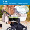 imageAccmor Stroller Cup Holder with Phone Holder Bike Cup Holder Universal Cup Holder for Uppababy Nuna Doona Strollers 2in1 Cup Phone Holder for Stroller Bike AccessoryDouble HolderGreen