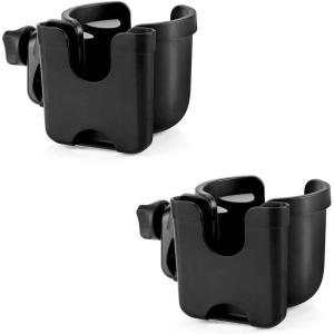 imageAccmor Stroller Cup Holder with Phone Holder Bike Cup Holder Universal Cup Holder for Uppababy Nuna Doona Strollers 2in1 Cup Phone Holder for Stroller Bike AccessoryAll Black  All Black