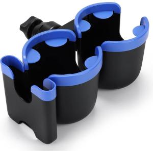 imageAccmor Stroller Cup Holder with Phone Holder Bike Cup Holder Universal Cup Holder for Uppababy Nuna Doona Strollers 2in1 Cup Phone Holder for Stroller Bike AccessoryDouble HolderBlue