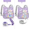 imageAccmor Toddler Harness Leash with Anti Lost Wrist Link Kids Walking Harness Child Restraints for Walking Outdoor Travel Cute Dinosuar Portable Baby Holder Tether Wristband Strap for BoysPurpleRabbit