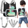 imageAccmor Toddler Harness Leash with Anti Lost Wrist Link Kids Walking Harness Child Restraints for Walking Outdoor Travel Cute Dinosuar Portable Baby Holder Tether Wristband Strap for BoysBlackDinosaur