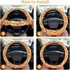 imageAccmor Fuzzy Car Steering Wheel Cover with Cute Ears NonSlip Leopard Warm Fluffy Auto Wheel Cover Soft Plush Furry Car Accessories Decor for Women Girls Universal 15 inch Fit Vehicle Truck SUVs