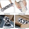 imageFuzzy Steering Wheel Cover for Women Girls Accmor Universal Fit 15 inch Fur Car Wheel Cover amp Handbrake Cover amp Gear Shift Cover Set Fashion Leopard Winter Warm Fluffy Vehicle Wheel ProtectorWhiteDark Gray Leopard
