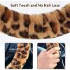 imageFuzzy Steering Wheel Cover for Women Girls Accmor Universal Fit 15 inch Fur Car Wheel Cover amp Handbrake Cover amp Gear Shift Cover Set Fashion Leopard Winter Warm Fluffy Vehicle Wheel ProtectorKhakiBrown Leopard