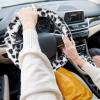 imageFuzzy Steering Wheel Cover for Women Girls Accmor Universal Fit 15 inch Fur Car Wheel Cover amp Handbrake Cover amp Gear Shift Cover Set Fashion Leopard Winter Warm Fluffy Vehicle Wheel ProtectorWhiteDark Gray Leopard