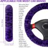 imageFuzzy Steering Wheel Cover for Women Girls Accmor Universal Fit 15 inch Fur Car Wheel Cover amp Handbrake Cover amp Gear Shift Cover Set Fashion Leopard Winter Warm Fluffy Vehicle Wheel ProtectorPurpleDark Leopard