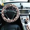 imageFuzzy Steering Wheel Cover for Women Girls Accmor Universal Fit 15 inch Fur Car Wheel Cover amp Handbrake Cover amp Gear Shift Cover Set Fashion Leopard Winter Warm Fluffy Vehicle Wheel ProtectorBeigeDark Brown Leopard