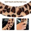 imageFuzzy Steering Wheel Cover for Women Girls Accmor Universal Fit 15 inch Fur Car Wheel Cover amp Handbrake Cover amp Gear Shift Cover Set Fashion Leopard Winter Warm Fluffy Vehicle Wheel ProtectorLight BrownDark Brown Leopard  Ears