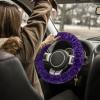 imageFuzzy Steering Wheel Cover for Women Girls Accmor Universal Fit 15 inch Fur Car Wheel Cover amp Handbrake Cover amp Gear Shift Cover Set Fashion Leopard Winter Warm Fluffy Vehicle Wheel ProtectorPurpleDark Leopard