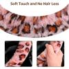 imageFuzzy Steering Wheel Cover for Women Girls Accmor Universal Fit 15 inch Fur Car Wheel Cover amp Handbrake Cover amp Gear Shift Cover Set Fashion Leopard Winter Warm Fluffy Vehicle Wheel ProtectorPinkBrown Leopard