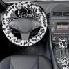imageFuzzy Steering Wheel Cover for Women Girls Accmor Universal Fit 15 inch Fur Car Wheel Cover amp Handbrake Cover amp Gear Shift Cover Set Fashion Leopard Winter Warm Fluffy Vehicle Wheel ProtectorWhiteDark Gray Leopard