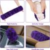 imageFuzzy Steering Wheel Cover for Women Girls Accmor Universal Fit 15 inch Fur Car Wheel Cover amp Handbrake Cover amp Gear Shift Cover Set Fashion Leopard Winter Warm Fluffy Vehicle Wheel ProtectorPurpleDark Leopard