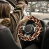 imageFuzzy Steering Wheel Cover for Women Girls Accmor Universal Fit 15 inch Fur Car Wheel Cover amp Handbrake Cover amp Gear Shift Cover Set Fashion Leopard Winter Warm Fluffy Vehicle Wheel ProtectorBrownDark Brown Leopard