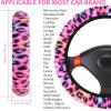 imageFuzzy Steering Wheel Cover for Women Girls Accmor Universal Fit 15 inch Fur Car Wheel Cover amp Handbrake Cover amp Gear Shift Cover Set Fashion Leopard Winter Warm Fluffy Vehicle Wheel ProtectorColorfulBlack Leopard