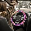 imageFuzzy Steering Wheel Cover for Women Girls Accmor Universal Fit 15 inch Fur Car Wheel Cover amp Handbrake Cover amp Gear Shift Cover Set Fashion Leopard Winter Warm Fluffy Vehicle Wheel ProtectorColorfulBlack Leopard