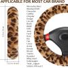 imageFuzzy Steering Wheel Cover for Women Girls Accmor Universal Fit 15 inch Fur Car Wheel Cover amp Handbrake Cover amp Gear Shift Cover Set Fashion Leopard Winter Warm Fluffy Vehicle Wheel ProtectorKhakiBrown Leopard