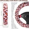 imageFuzzy Steering Wheel Cover for Women Girls Accmor Universal Fit 15 inch Fur Car Wheel Cover amp Handbrake Cover amp Gear Shift Cover Set Fashion Leopard Winter Warm Fluffy Vehicle Wheel ProtectorPinkBrown Leopard