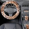 imageFuzzy Steering Wheel Cover for Women Girls Accmor Universal Fit 15 inch Fur Car Wheel Cover amp Handbrake Cover amp Gear Shift Cover Set Fashion Leopard Winter Warm Fluffy Vehicle Wheel ProtectorBeigeLeopard