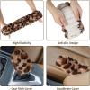 imageFuzzy Steering Wheel Cover for Women Girls Accmor Universal Fit 15 inch Fur Car Wheel Cover amp Handbrake Cover amp Gear Shift Cover Set Fashion Leopard Winter Warm Fluffy Vehicle Wheel ProtectorBrownDark Brown Leopard