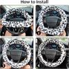 imageFuzzy Steering Wheel Cover for Women Girls Accmor Universal Fit 15 inch Fur Car Wheel Cover amp Handbrake Cover amp Gear Shift Cover Set Fashion Leopard Winter Warm Fluffy Vehicle Wheel ProtectorWhiteDark Gray Leopard