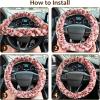 imageFuzzy Steering Wheel Cover for Women Girls Accmor Universal Fit 15 inch Fur Car Wheel Cover amp Handbrake Cover amp Gear Shift Cover Set Fashion Leopard Winter Warm Fluffy Vehicle Wheel ProtectorPinkBrown Leopard