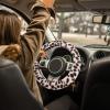 imageFuzzy Steering Wheel Cover for Women Girls Accmor Universal Fit 15 inch Fur Car Wheel Cover amp Handbrake Cover amp Gear Shift Cover Set Fashion Leopard Winter Warm Fluffy Vehicle Wheel ProtectorBeigeDark Brown Leopard
